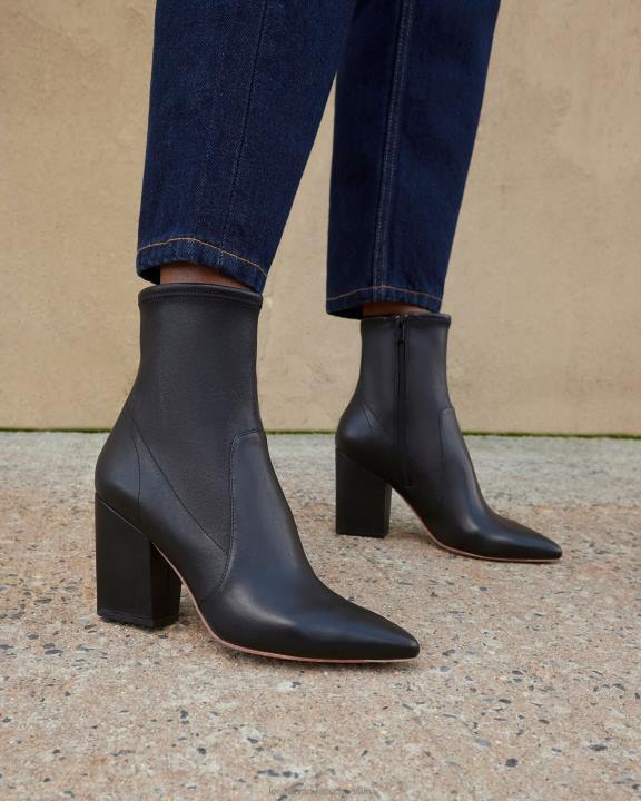 vrouwen Isla lederen slanke enkellaars zwart Loeffler Randall schoenen J8TT276