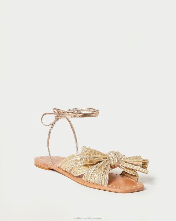 vrouwen Pioenroos geplooide strikglijbaan goud Loeffler Randall schoenen J8TT103