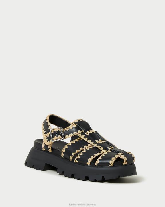 vrouwen Talia gekooide sandaal zwart/natuur Loeffler Randall schoenen J8TT125