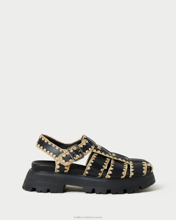 vrouwen Talia gekooide sandaal zwart/natuur Loeffler Randall schoenen J8TT125