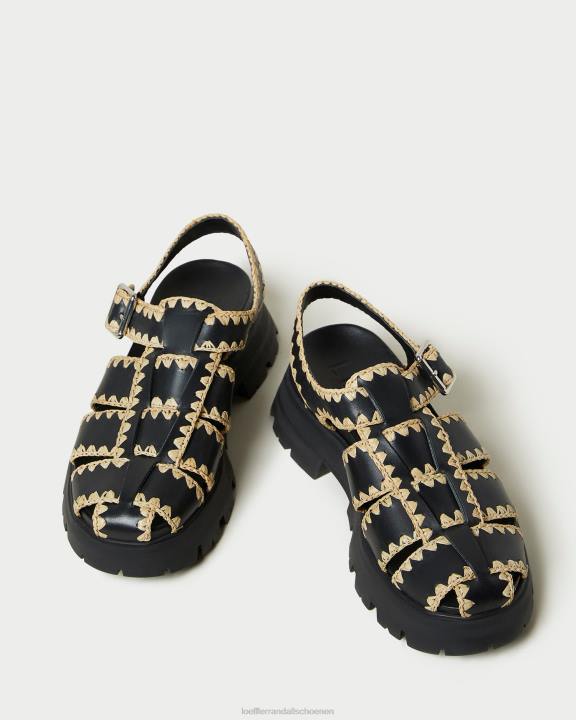 vrouwen Talia gekooide sandaal zwart/natuur Loeffler Randall schoenen J8TT125