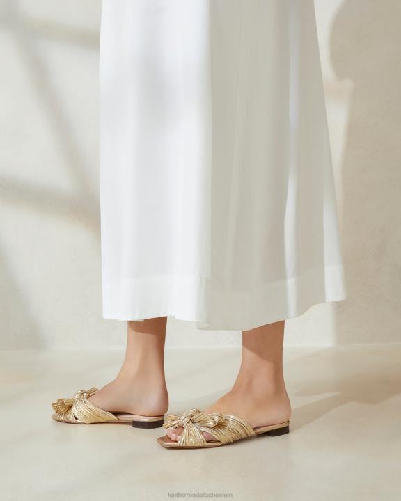 vrouwen daphne geplooide strikglijbaan goud Loeffler Randall schoenen J8TT102