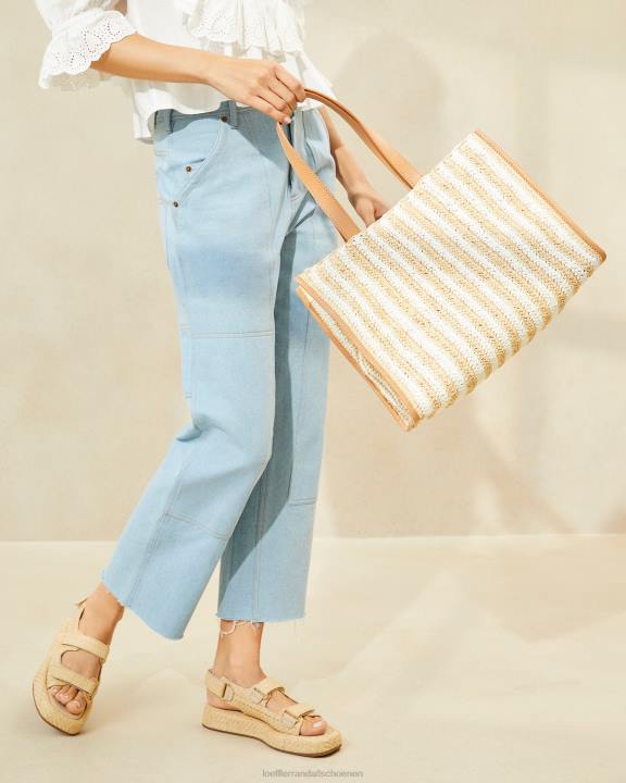 vrouwen pia naturel gehaakte draagtas wit/natuurlijke streep Loeffler Randall Tassen J8TT323