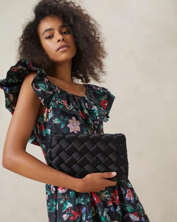 vrouwen Aviva geweven bladerdeeg clutch zwart Loeffler Randall Tassen J8TT355