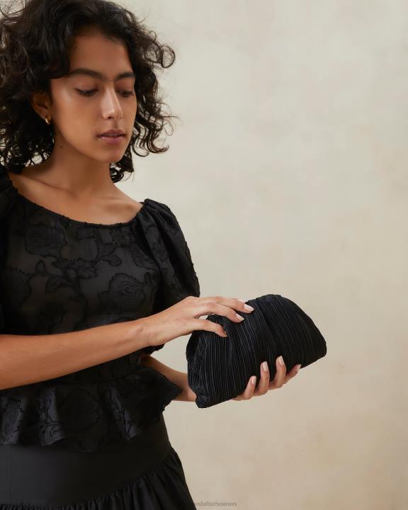 vrouwen Bailey geplooide koepelkoppeling zwart Loeffler Randall Tassen J8TT354