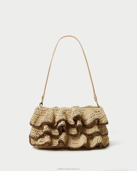 vrouwen Odette clutch met ruches naturel/bruin Loeffler Randall Tassen J8TT374