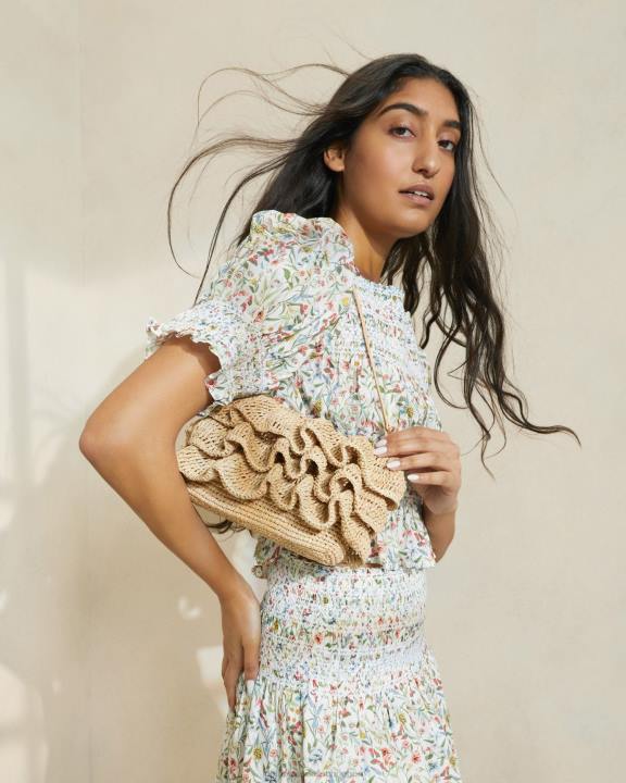 vrouwen Odette clutch met ruches natuurlijk Loeffler Randall Tassen J8TT375